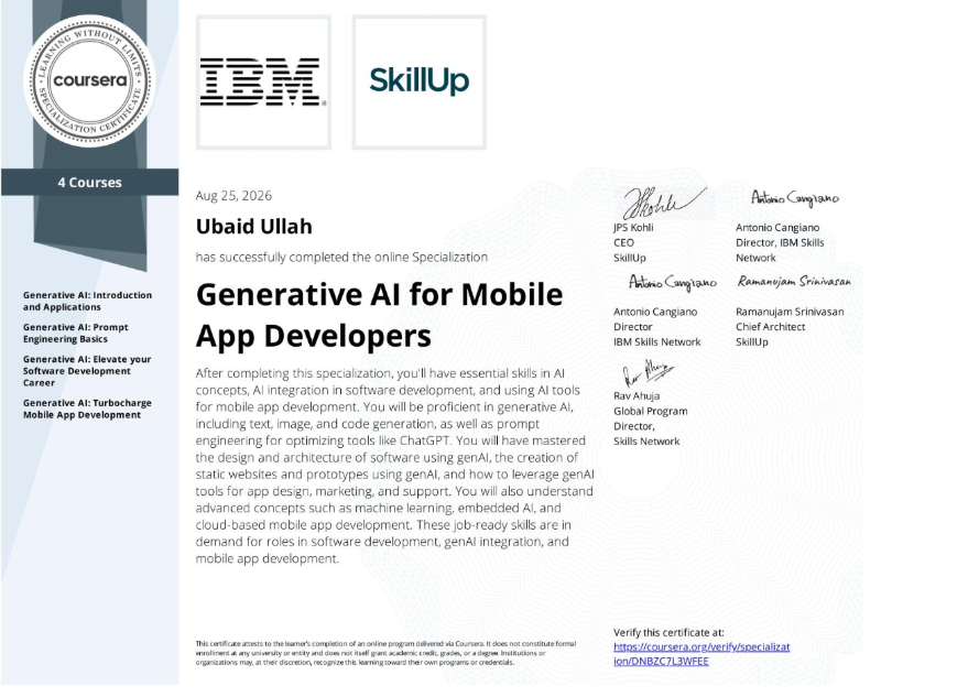 Generative AI for Mobile App Developers Specialization